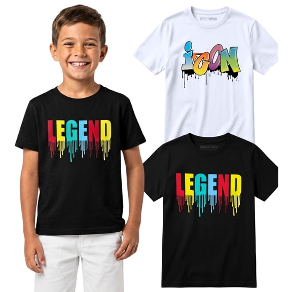 BROOKLYN VERTICAL 2-Pack Boys Short Sleeve Crew Neck T-Shirt with Chest Print | Soft Cotton Graphic Tees Sizes 6-20