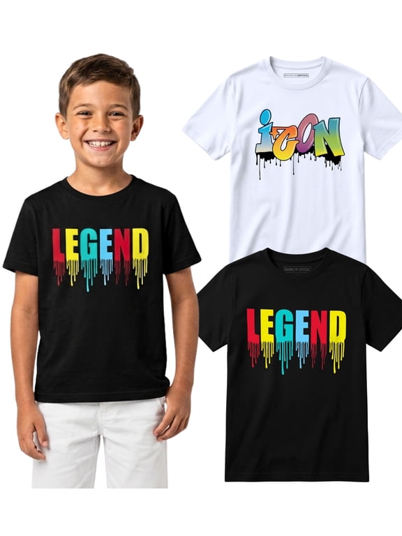2-Pack Boys Short Sleeve Crew Neck T-Shirt with Chest Print | Soft Cotton Graphic Tees Sizes 6-20