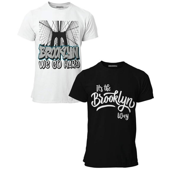 BROOKLYN VERTICAL 2-Pack NASA Mens Short Sleeve Crew Neck T-Shirt with Chest Print|Officially Approved Designs| Soft Cotton Sizes S-XL