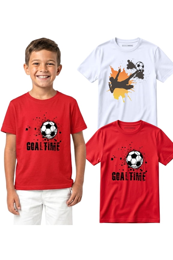 2-Pack Boys Short Sleeve Crew Neck T-Shirt with Chest Print | Soft Cotton Graphic Tees Sizes 6-20