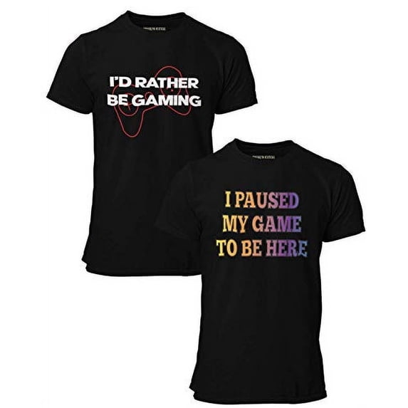 BROOKLYN VERTICAL 2-Pack Video Gamer Gaming Short Sleeve Crew Neck T-Shirt with Chest Print | Soft Cotton Graphic Tees Sizes S-XL