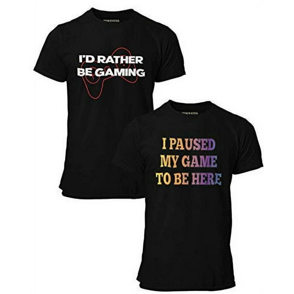 BROOKLYN VERTICAL 2-Pack Video Gamer Gaming Short Sleeve Crew Neck T-Shirt with Chest Print | Soft Cotton Graphic Tees Sizes S-XL