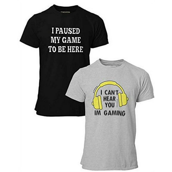 BROOKLYN VERTICAL 2-Pack Video Gamer Gaming Short Sleeve Crew Neck T-Shirt with Chest Print | Soft Cotton Graphic Tees Sizes S-XL