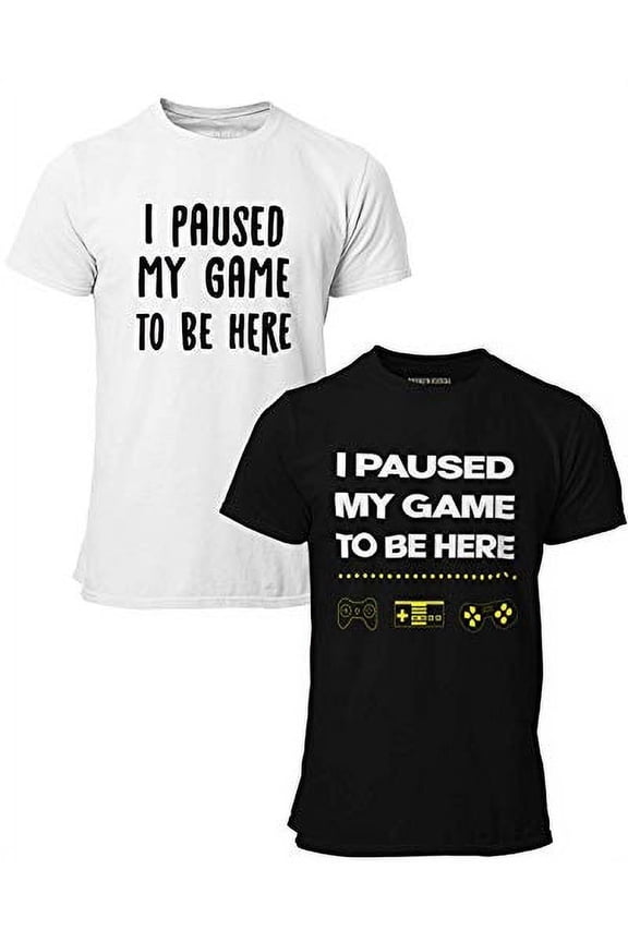 2-Pack Video Gamer Gaming Short Sleeve Crew Neck T-Shirt with Chest Print | Soft Cotton Graphic Tees Sizes S-XL