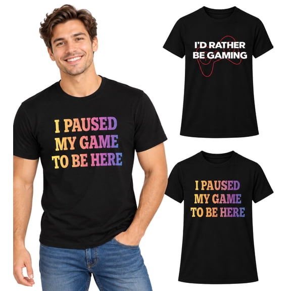 BROOKLYN VERTICAL 2-Pack Video Gamer Gaming Short Sleeve Crew Neck T-Shirt with Chest Print | Soft Cotton Graphic Tees Sizes S-XL