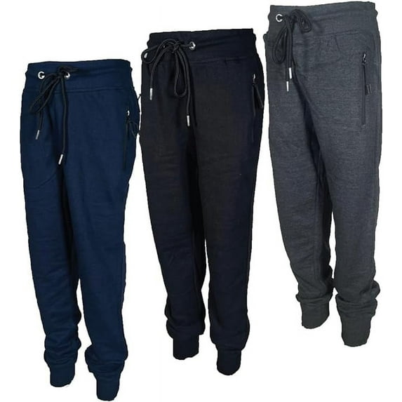 Brooklyn Vertical Boys' Fleece Cotton Joggers Sweatpants with Reflective Zipper Pocket and Drawstring, Small-XL