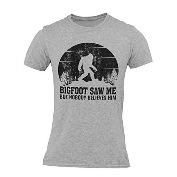 BROOKLYN VERTICAL Bigfoot Saw Me But Nobody Believes Him |Funny Sarcastic Adult Humor Short Sleeve Crew Neck Graphic T-Shirt