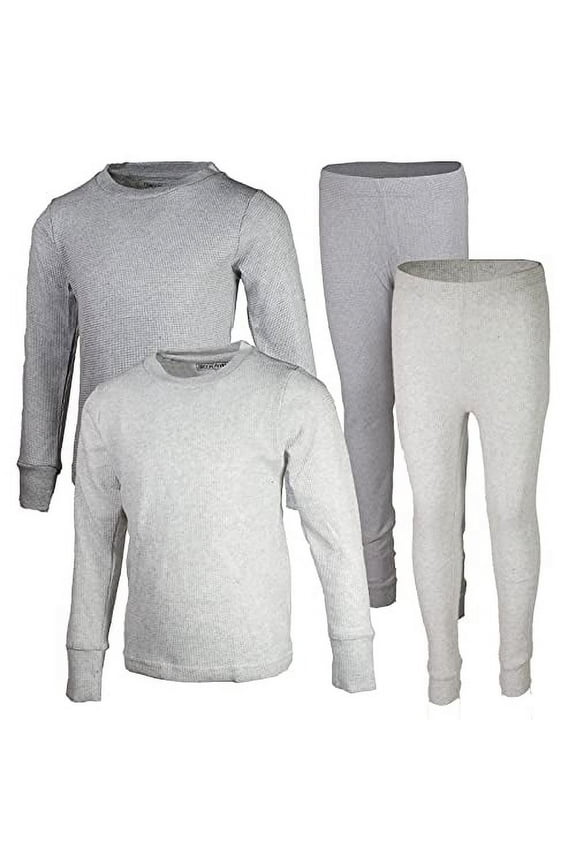 Boys 2-Pack Thermal Waffle Active Base Layer Sets| Long Sleeve Shirt and Pants