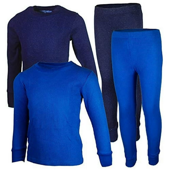 BROOKLYN VERTICAL Boys 2-Pack Thermal Waffle Active Base Layer Sets| Long Sleeve Shirt and Pants