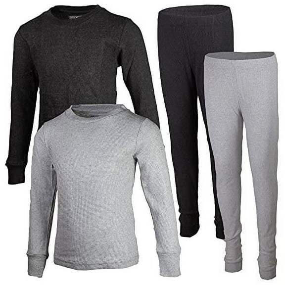 BROOKLYN VERTICAL Boys 2-Pack Thermal Waffle Active Base Layer Sets| Long Sleeve Shirt and Pants