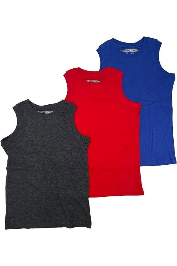 Boys 3 Pack Muscle Shirt Sleeveless Tee - Tagless Cotton Super Soft
