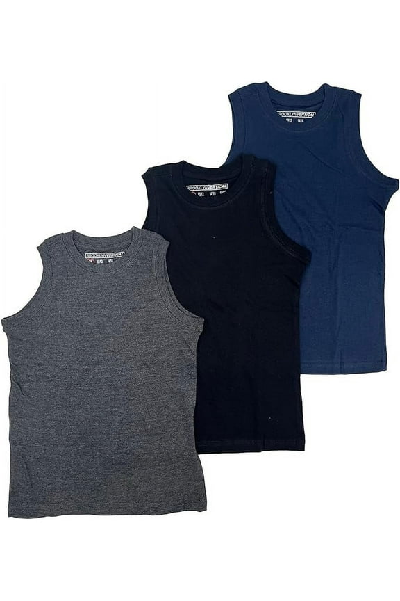 Boys 3 Pack Muscle Shirt Sleeveless Tee - Tagless Cotton Super Soft