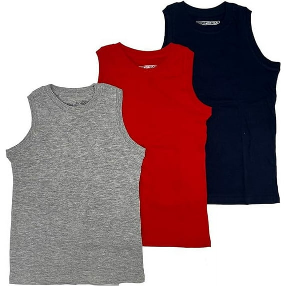 BROOKLYN VERTICAL Boys 3 Pack Muscle Shirt Sleeveless Tee - Tagless Cotton Super Soft