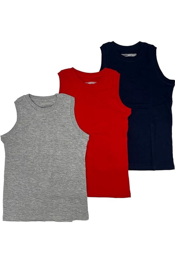 Boys 3 Pack Muscle Shirt Sleeveless Tee - Tagless Cotton Super Soft