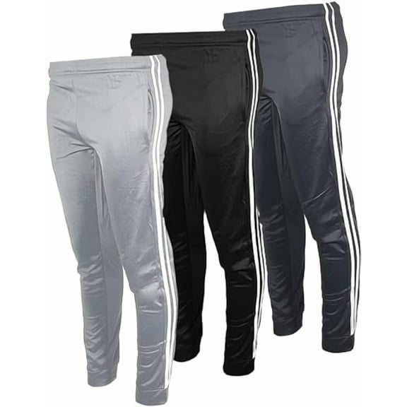 BROOKLYN VERTICAL Boys 3-Pack Tricot Jogger Sweatpants with Pockets | Soft Warm Cozy Size 6-20