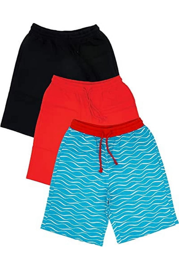 Boys 3Pack Cotton French Terry Jogger Shorts with Drawstring and Pockets| Sports & Casual