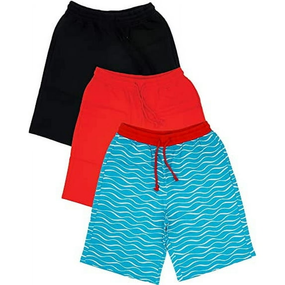 BROOKLYN VERTICAL Boys 3Pack Cotton French Terry Jogger Shorts with Drawstring and Pockets| Sports & Casual