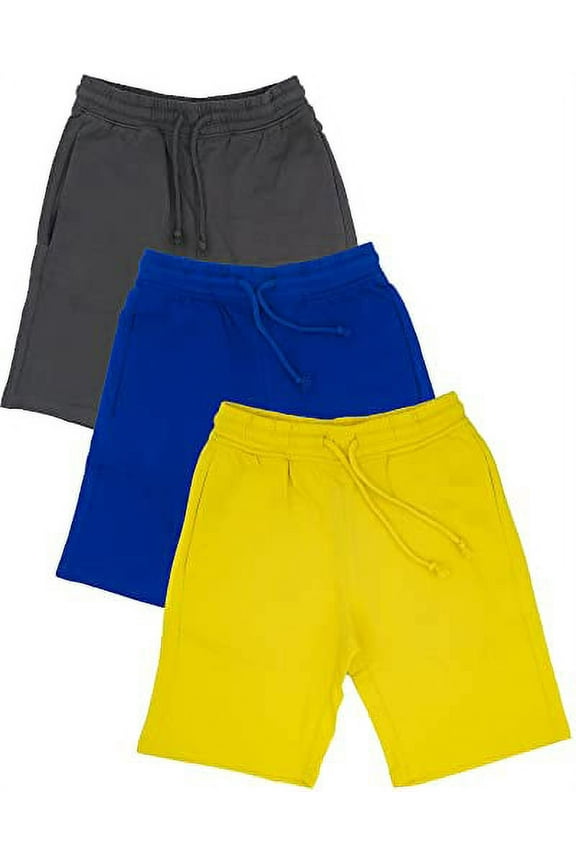 Boys 3Pack Cotton French Terry Jogger Shorts with Drawstring and Pockets| Sports & Casual