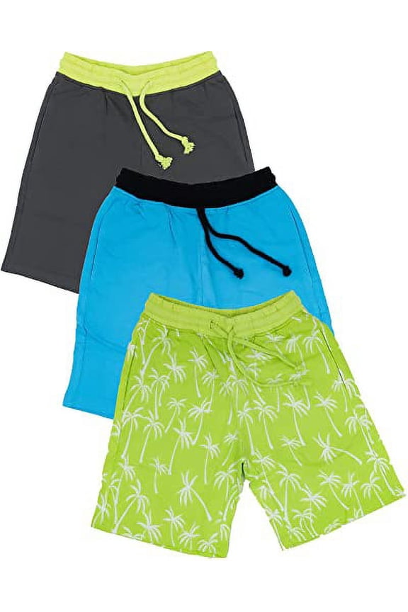 Boys 3Pack Cotton French Terry Jogger Shorts with Drawstring and Pockets| Sports & Casual