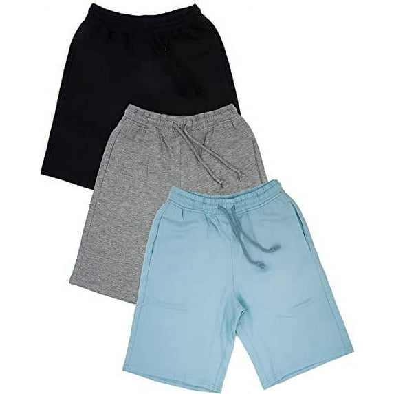 BROOKLYN VERTICAL Boys 3Pack Cotton French Terry Jogger Shorts with Drawstring and Pockets| Sports & Casual