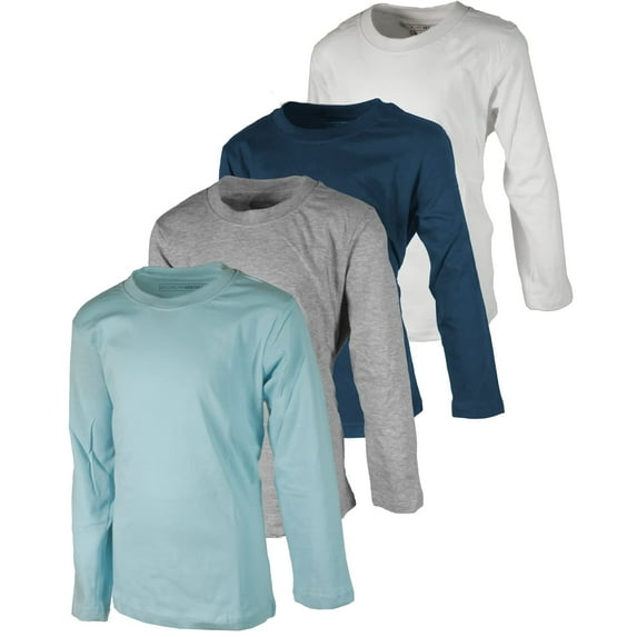 Brooklyn Vertical Boys 4 Pack Long Sleeve Soft Cotton Tee Shirts Undershirts
