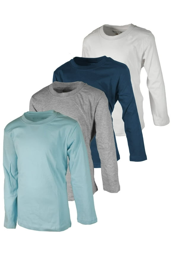 Boys 4 Pack Long Sleeve Soft Cotton Tee Shirts Undershirts