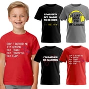 BROOKLYN VERTICAL Boys 4-Pack Short Sleeve Crew Neck T-Shirt with Chest Print | Gaming, Play, Video Gamer Prints for Sizes 6-27
