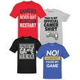 thumbnail image 1 of BROOKLYN VERTICAL Boys 4-Pack Short Sleeve Crew Neck T-Shirt with Chest Print | Gaming, Play, Video Gamer Prints for Sizes 6-54, 1 of 5