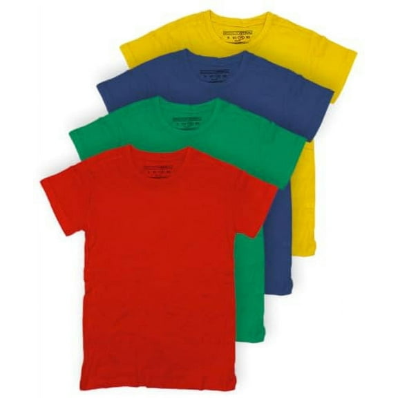 Brooklyn Vertical Youth Cotton Crew Neck Tagless T-Shirts, 4 Pack