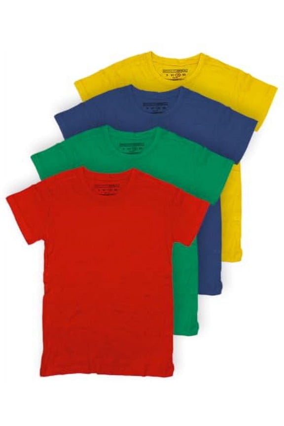 Youth Cotton Crew Neck Tagless T-Shirts, 4 Pack