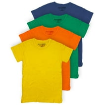 BROOKLYN VERTICAL Boys 4-Pack Short Sleeve Solid Color T-Shirts | Cotton Crew Neck Tagless Tees