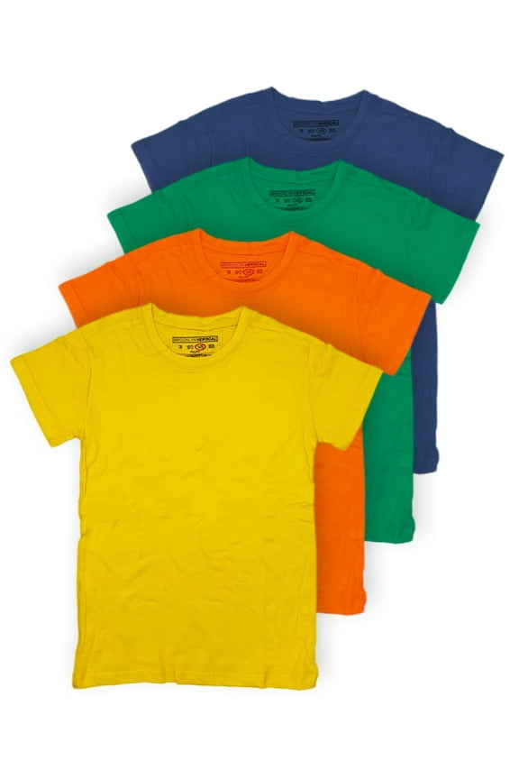 Boys Cotton Crew Neck Tagless T-Shirts, 4-Pack