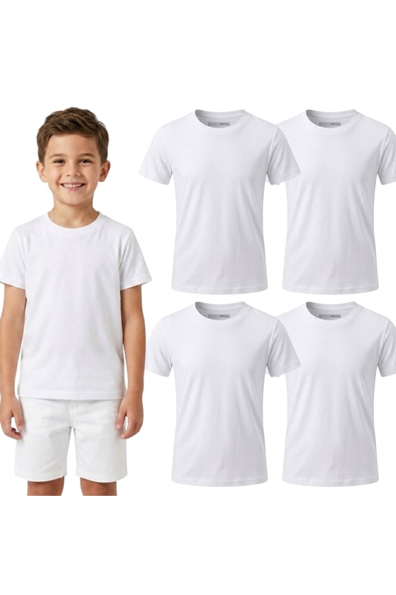 Boys 4-Pack Short Sleeve Solid Color T-Shirts | Cotton Crew Neck Tagless Tees