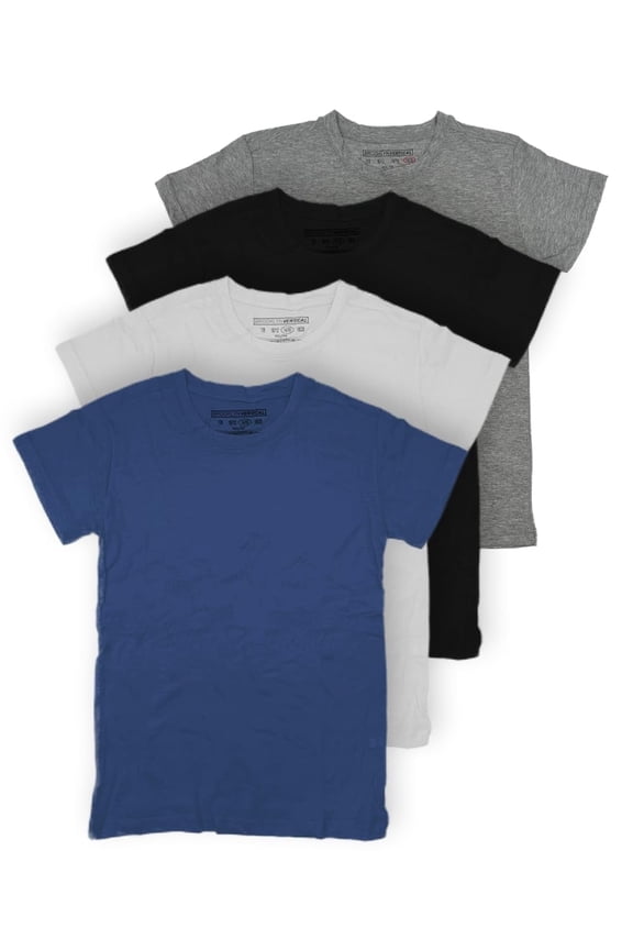Boys 4-Pack Short Sleeve Solid Color T-Shirts | Cotton Crew Neck Tagless Tees