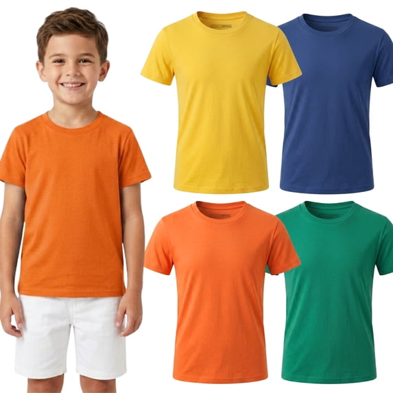 Brooklyn Vertical Boys Cotton Crew Neck Tagless T-Shirts, 4-Pack