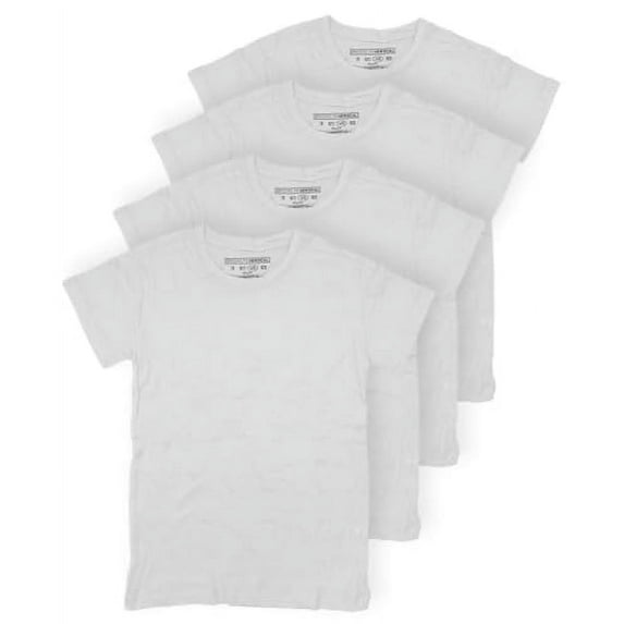 BROOKLYN VERTICAL Boys 4-Pack Short Sleeve Solid Color T-Shirts | Cotton Crew Neck Tagless Tees