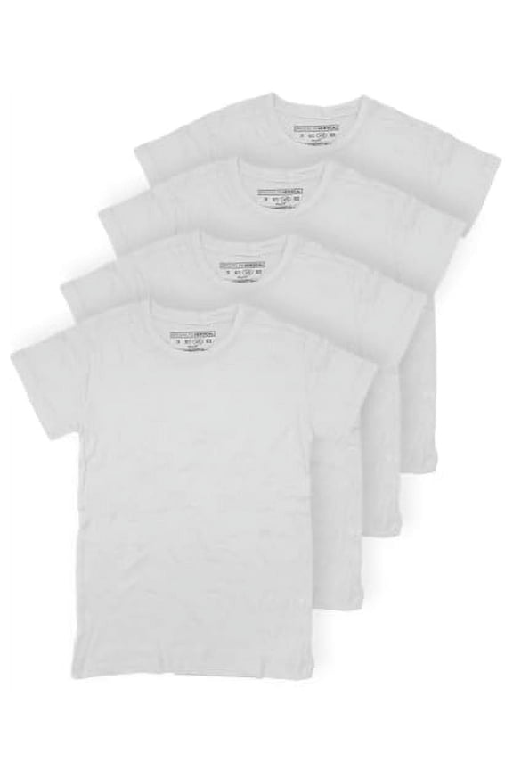 Boys 4-Pack Short Sleeve Solid Color T-Shirts | Cotton Crew Neck Tagless Tees