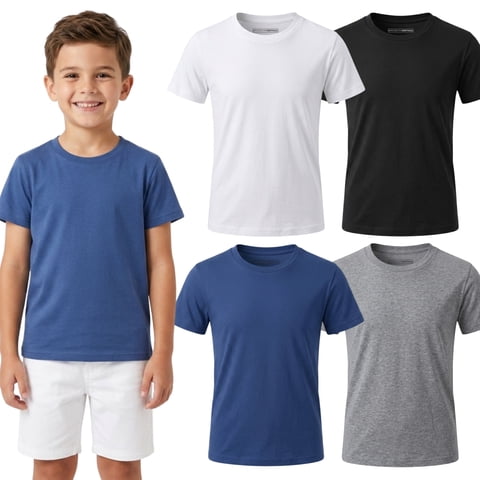 Boys 4-Pack Short Sleeve Solid Color T-Shirts | Cotton Crew Neck Tagless Tees