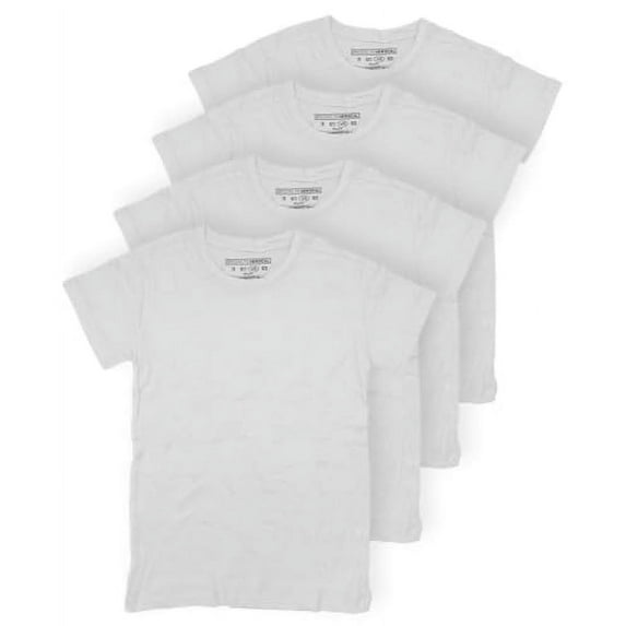 BROOKLYN VERTICAL Boys 4-Pack Short Sleeve Solid Color T-Shirts | Cotton Crew Neck Tagless Tees