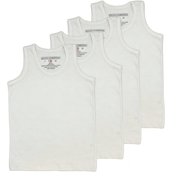 BROOKLYN VERTICAL Boys 4-Pack Cotton Undershirt Tank Tops – Tagless, Soft & Breathable