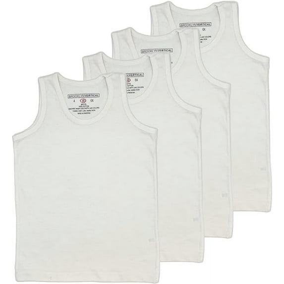 BROOKLYN VERTICAL Boys 4-Pack Cotton Undershirt Tank Tops – Tagless, Soft & Breathable