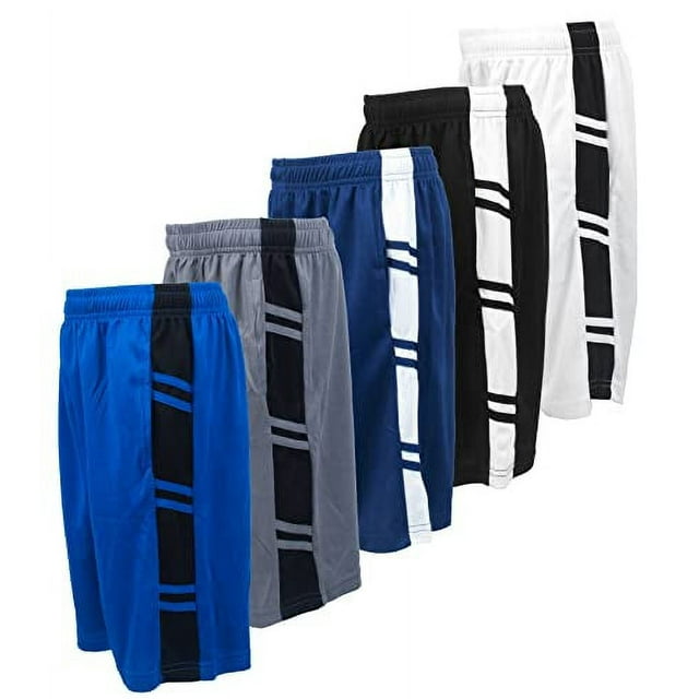 BROOKLYN VERTICAL Boys 5Pack Athletic Mesh Basketball Shorts with