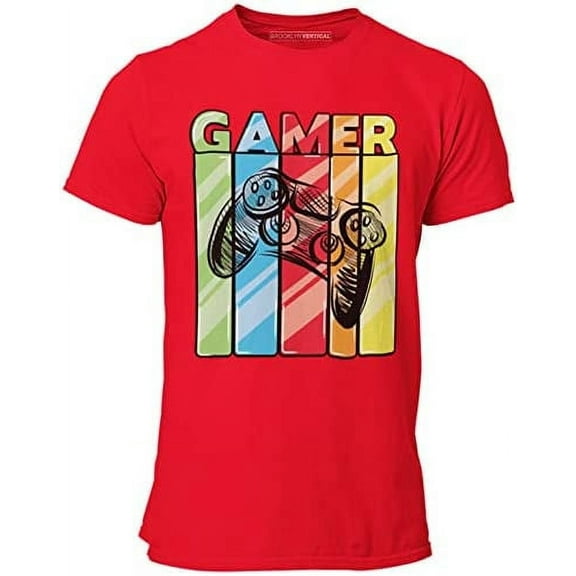 BROOKLYN VERTICAL Boys Gaming T-Shirt Printed Crew Neck Short Sleeve | Sizes 6-20…