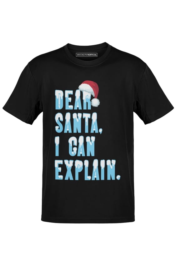 Funny Christmas Santa Naughty Nice Holiday Short Sleeve Crew Neck T-Shirt | for Boys and Girls