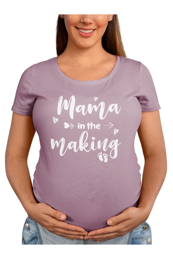 Maternity Cute Funny New Mom Pregnancy Announcement Short Sleeve Crew Neck T-Shirt
