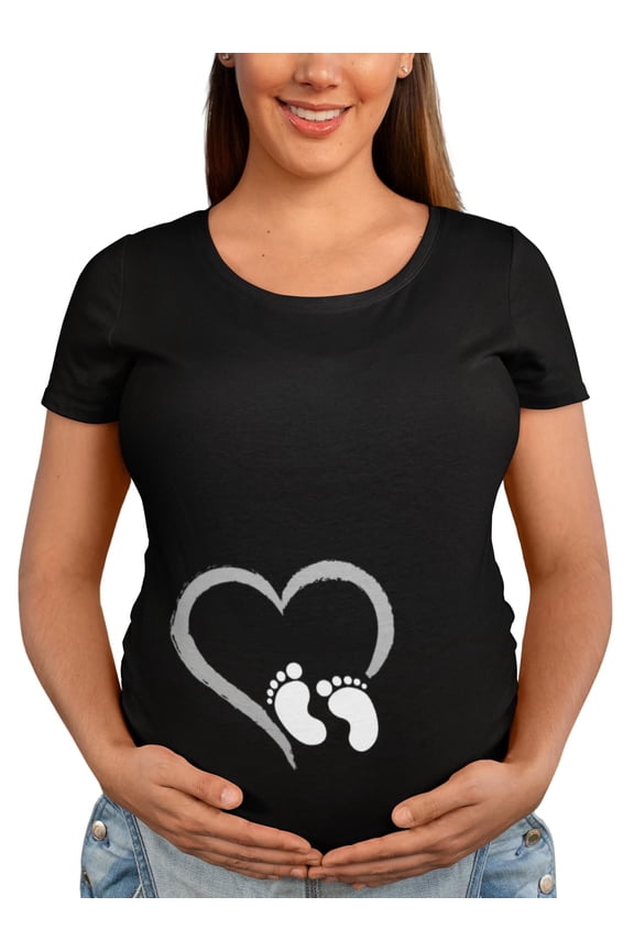 Maternity Cute Funny New Mom Pregnancy Announcement Short Sleeve Crew Neck T-Shirt
