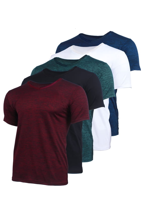 Men’s 5-Pack Quick Dry-Fit Moisture Wicking Active Athletic Performance Crewneck T-Shirt