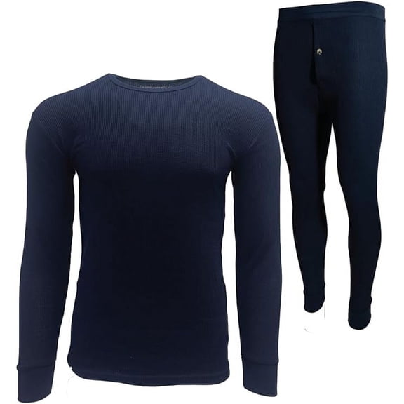 BROOKLYN VERTICAL Men’s Waffle Thermal Set 2-Piece – Long Sleeve Shirt & Pants | Men’s Base Layer Long Johns for Cold Weather, Winter Layering