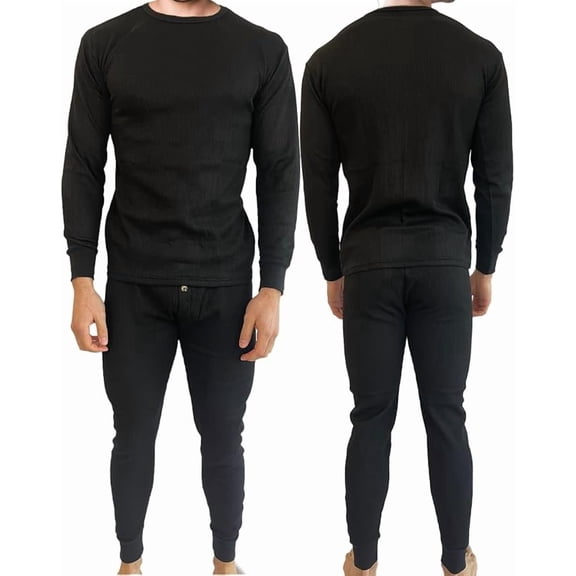 BROOKLYN VERTICAL Mens 2-Piece Waffle Thermals Set | Long Sleeve Shirt, Pants | Long Johns Waffle Thermal Underwear Base Layer Set for Cold Weather