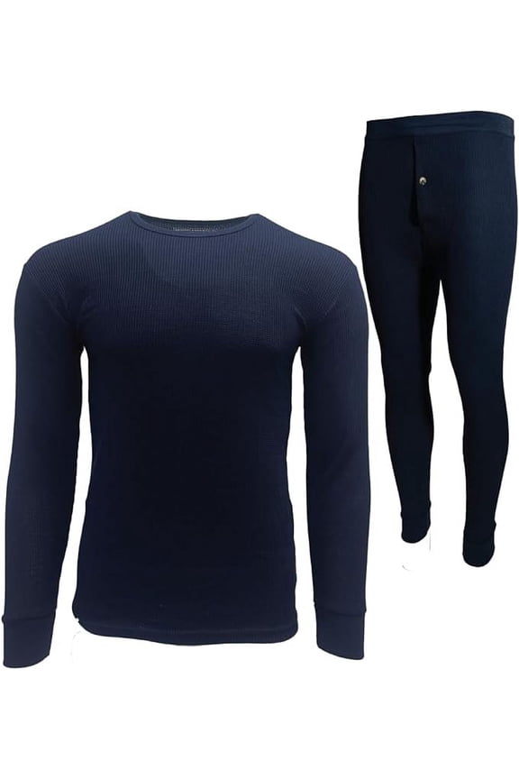 Mens 2-Piece Waffle Thermals Set | Long Sleeve Shirt, Pants | Long Johns Waffle Thermal Underwear Base Layer Set for Cold Weather